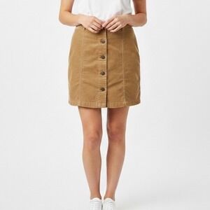 G H Bass & Co Womens Tan Corduroy Button Front A Line Mini Skirt Size 14